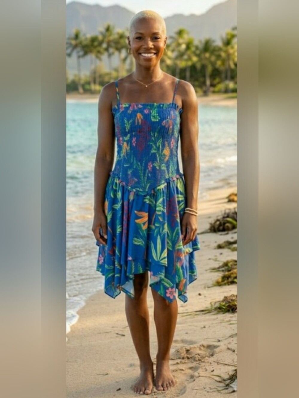 Cruisewear Sundress Boho Tropical Island Resort Smocked Floral New